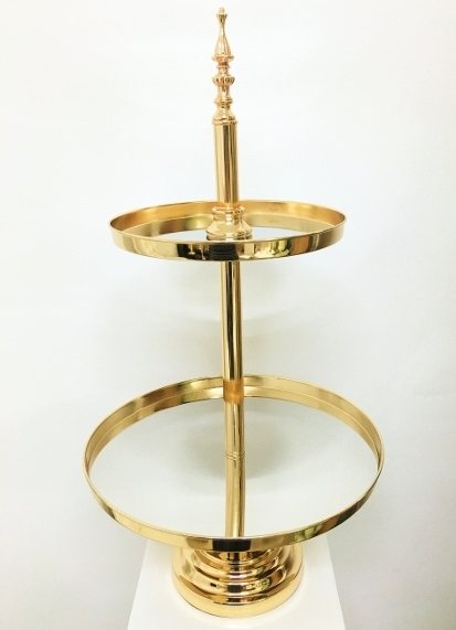 2 Tier Lux Gold Mirror Metal Stand
